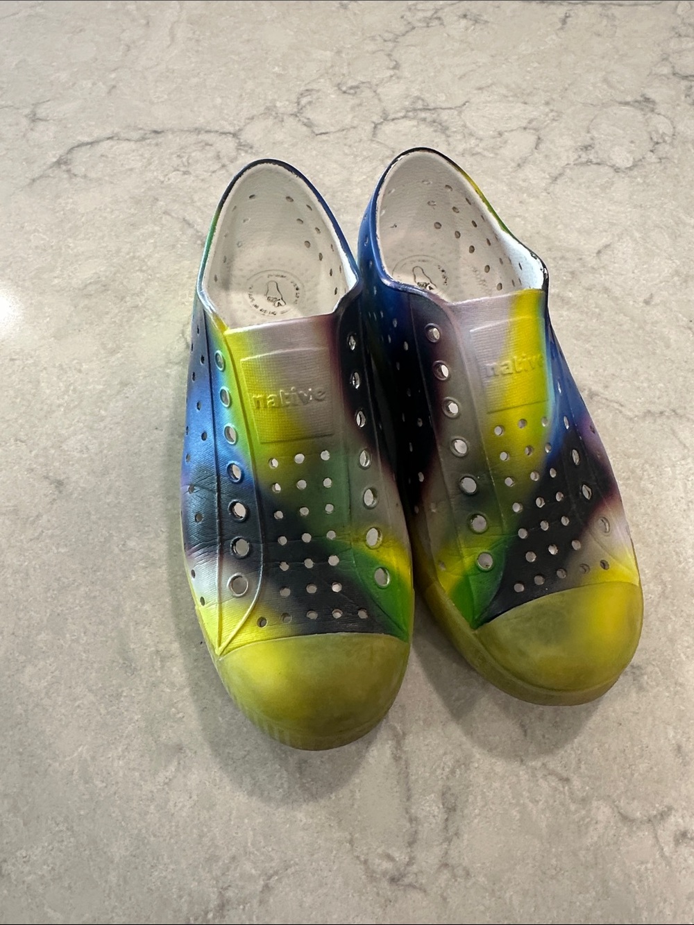 Native Jefferson Classic Slip-On Sneakers in Yellow/Green/Blue